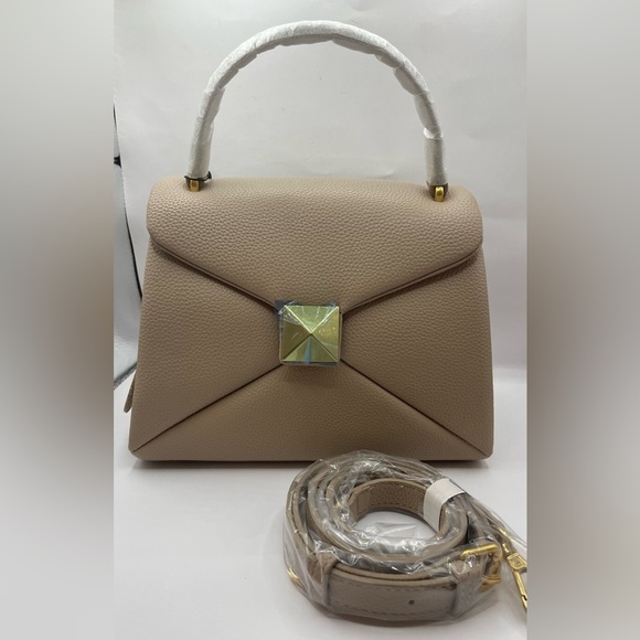 Silvano Borgatti Pebbled Taupe Leather Handbag / Crossbody - NWT - Picture 2 of 6